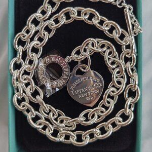 Tiffany Sterling Silver Heart Tag Charm & Chain